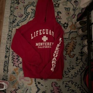 red size small gildan lifeguard hoodieie monterey ca barely worn
